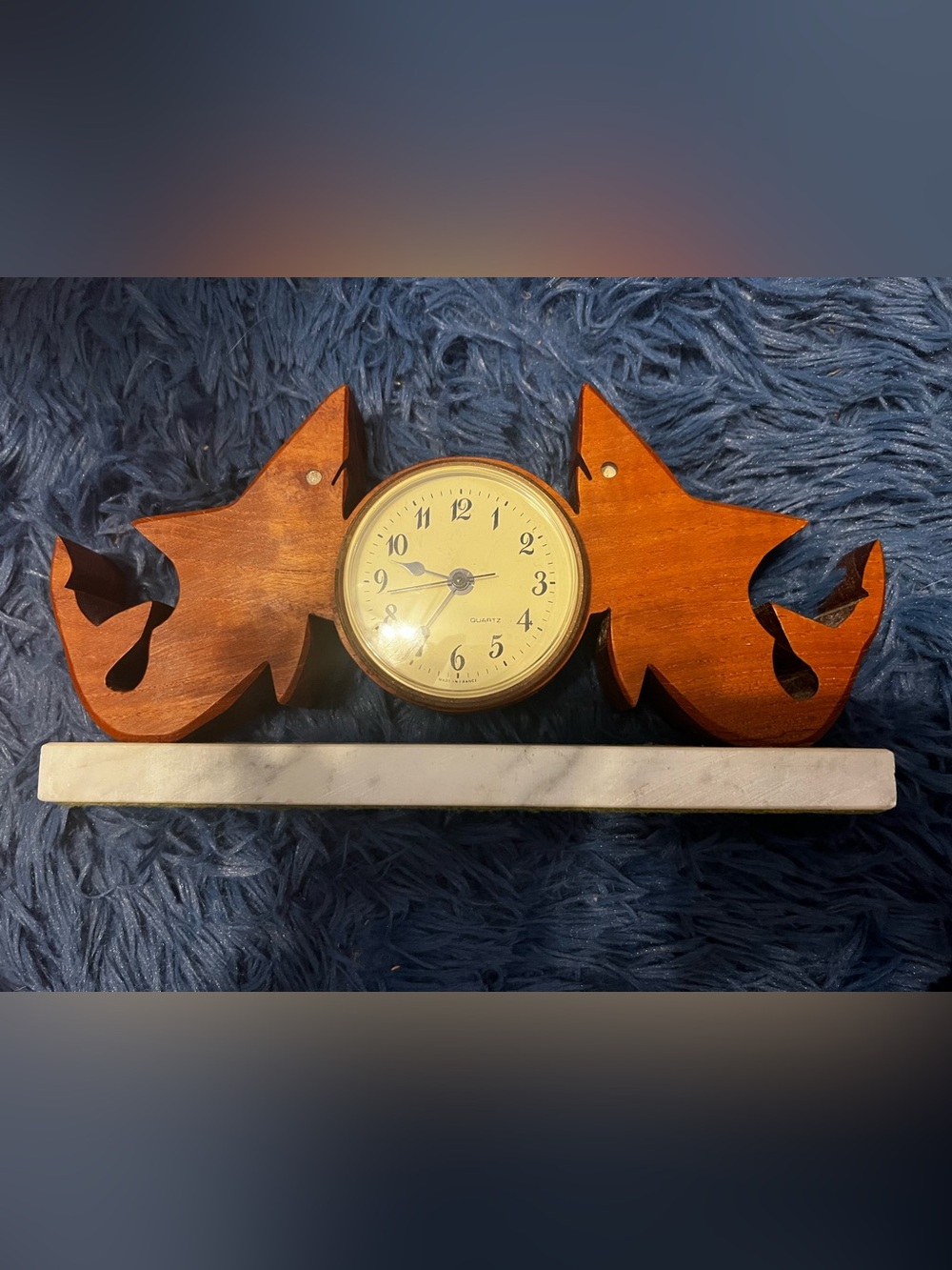 Mid-Century Wooden shark Clock. Florida vintage handmade